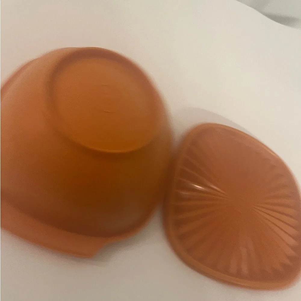 Vintage Tupperware Orange Servalier Bowl with Lid • Retro Kitchen Storage •